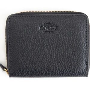 ROYCE New York Black Pebbled Leather Zip-Around Wallet